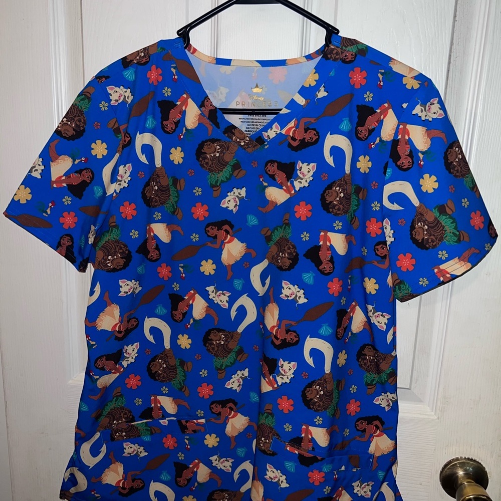 Disney Moana Character Print Blue Top